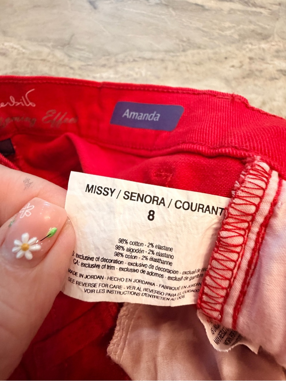 Gloria Vanderbilt Amanda Size 8 Red Stretch Capri Jeans Cropped Pants - Picture 7 of 12